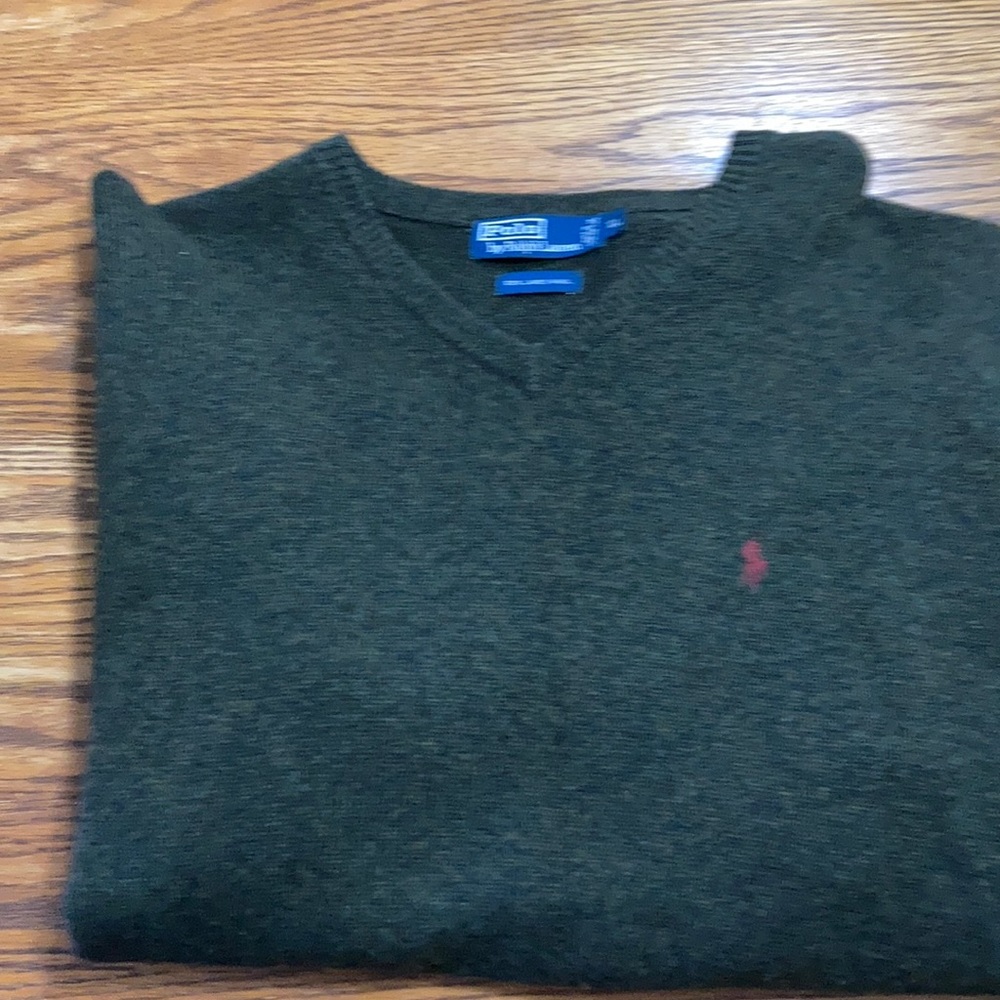 Polo Ralph Lauren Lambs wool vneck sweater XL Moss